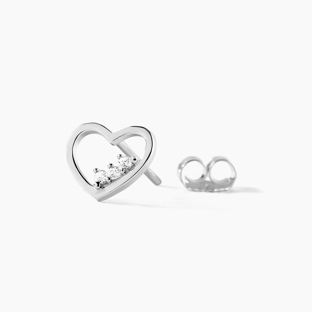 Boucles D'oreilles Puces Argent Blanc Shelan Oxydes De Zirconium - Boucles d'oreilles fantaisie Femme | Histoire d’Or
