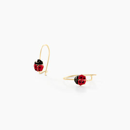 Boucles D'oreilles Pendantes Helidie Coccinelle Or Jaune - Boucles d'oreilles pendantes Enfant | Histoire d’Or