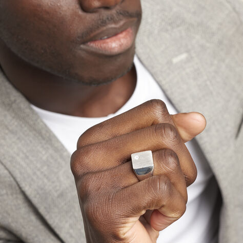 Chevalière Nataniel Argent Blanc Oxyde De Zirconium - Chevalières Homme | Histoire d’Or