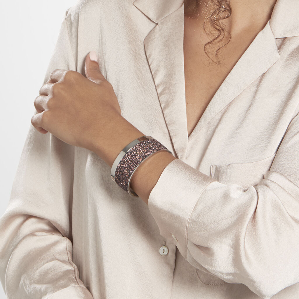 Bracelet Manchette Ouvert Acier Blanc Carron - Bracelets manchettes Femme | Histoire d&rsquo;Or