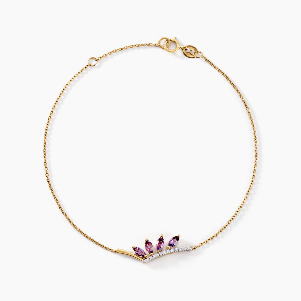Bracelet Tiara Or Jaune Améthyste Oxyde De Zirconium - Bracelets Femme | Histoire d’Or