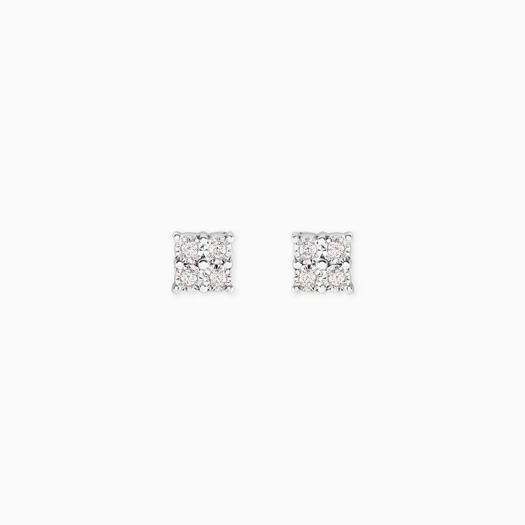 Boucles D'Oreilles Puces Galina Argent Blanc Oxyde De Zirconium - Boucles d'oreilles fantaisie Femme | Histoire d&rsquo;Or