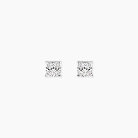 Boucles D'Oreilles Puces Galina Argent Blanc Oxyde De Zirconium - Boucles d'oreilles fantaisie Femme | Histoire d&rsquo;Or