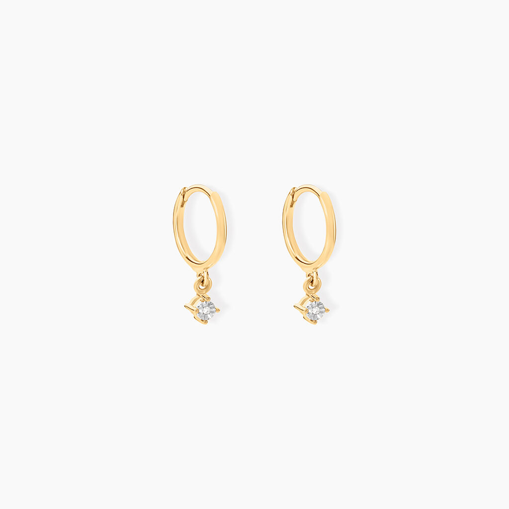 Créoles Racquel Or Jaune Diamant - Boucles d'oreilles créoles Femme | Histoire d’Or