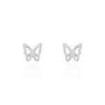 Boucles D'oreilles Puces Bartholomee Papillon Or Blanc - Clous d'oreilles Femme | Histoire d&rsquo;Or