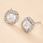 Boucles D'oreilles Puces Adrienne Or Blanc Oxyde De Zirconium - Clous d'oreilles Femme | Histoire d&rsquo;Or