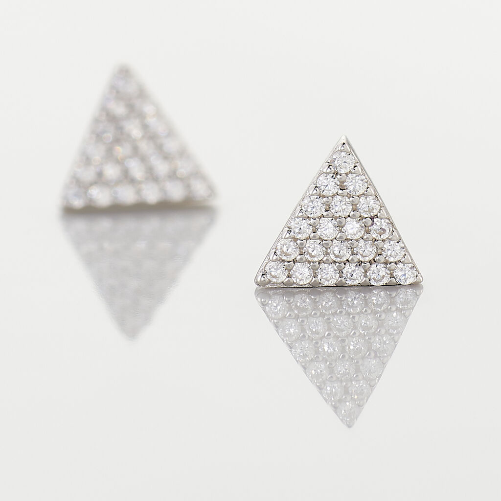 Boucles D'oreilles Puces Brendana Argent Blanc Oxyde De Zirconium - Boucles d'oreilles fantaisie Femme | Histoire d&rsquo;Or