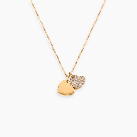 Collier Corazon Plaqu&eacute; Or Jaune Oxyde De Zirconium - Bijoux avec pierres Femme | Histoire d&rsquo;Or