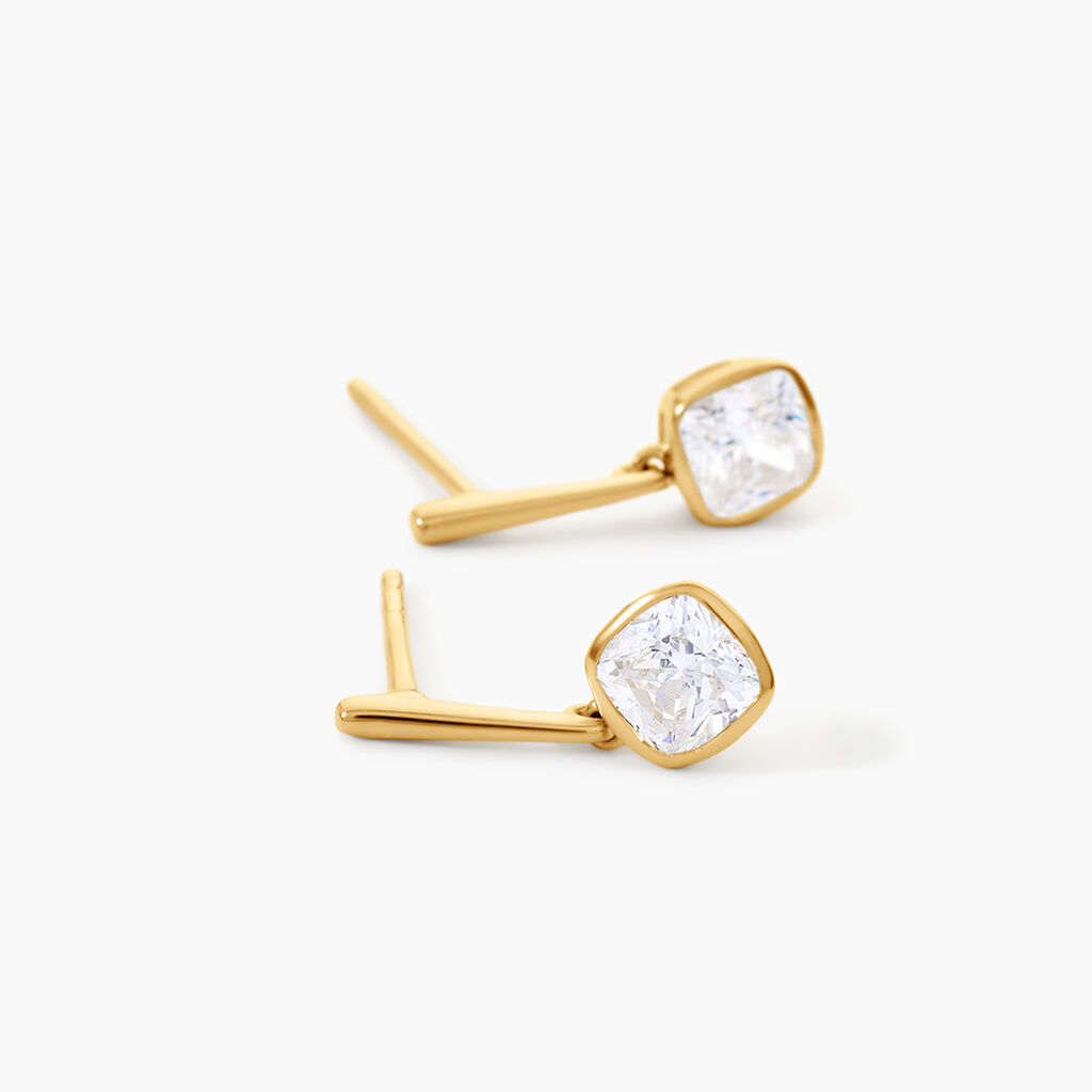 Bijoux D'Oreilles Gale Argent Dor&eacute; A L'Or 750/1000 Oxyde De Zirconium - Boucles d'oreilles fantaisie Femme | Histoire d&rsquo;Or
