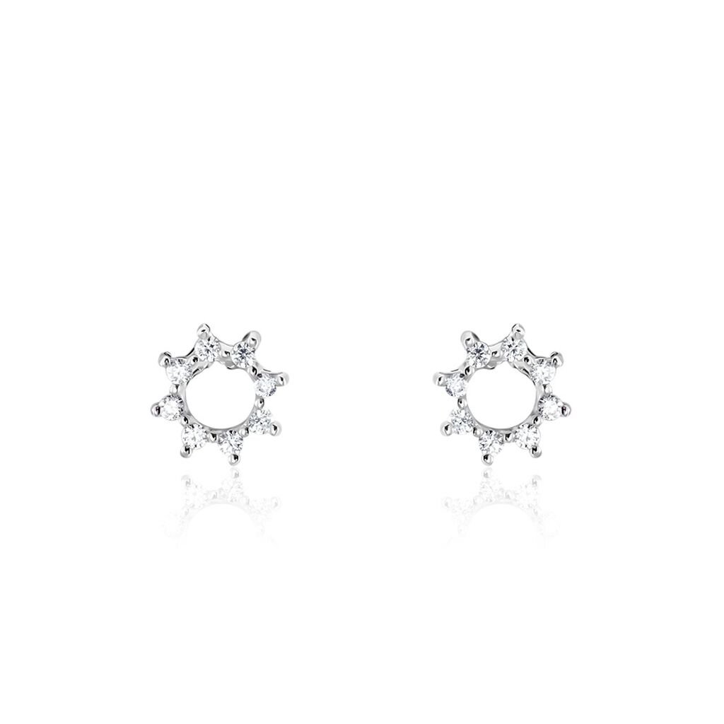 Boucles D'oreilles Puces Ama Argent Blanc Oxyde De Zirconium - Boucles d'oreilles fantaisie Femme | Histoire d’Or