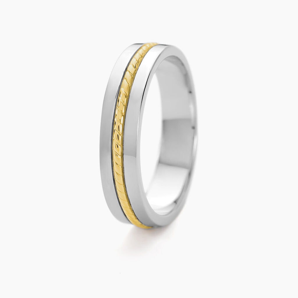 Alliance Leandro Ruban Argent Bicolore - Alliances Famille | Histoire d&rsquo;Or