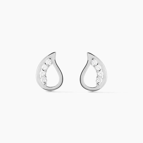 Boucles D'oreilles Puces Argent Blanc Sylvan Oxydes De Zirconium - Boucles d'oreilles fantaisie Femme | Histoire d&rsquo;Or