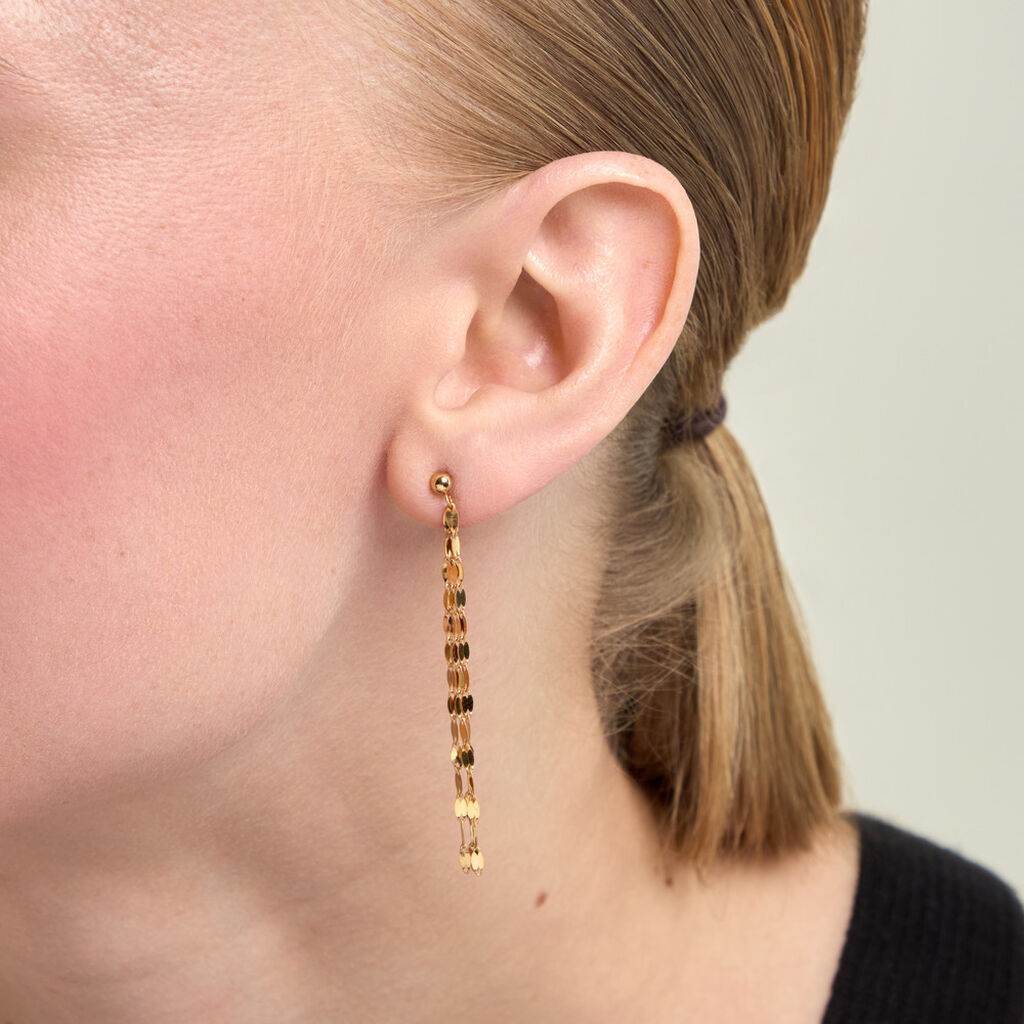 Boucles D'Oreilles Pendantes Luminara Argent Dor&eacute; A L'Or 750/1000 - Boucles d'oreilles pendantes Femme | Histoire d&rsquo;Or