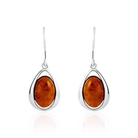 Boucles D'oreilles Pendantes Hilda Argent Blanc Ambre - Boucles d'oreilles fantaisie Femme | Histoire d’Or