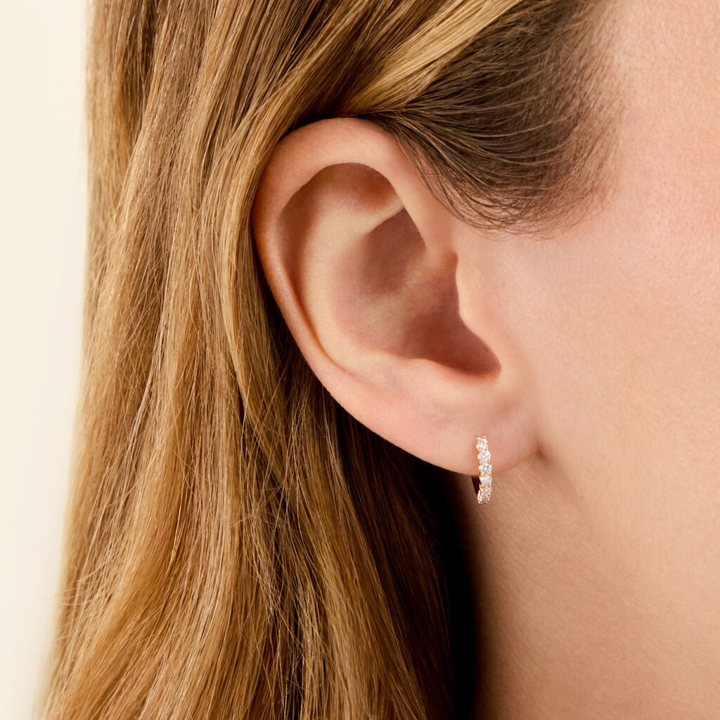 Cr&eacute;oles Kean Or Jaune Diamant Synth&eacute;tique - Boucles d'oreilles empierr&eacute;es Femme | Histoire d&rsquo;Or