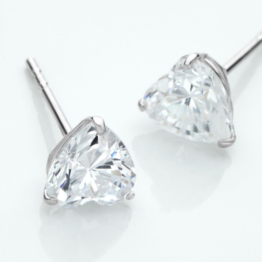 Boucles D'oreilles Puces Or Blanc Katherine Oxyde De Zirconium - Clous d'oreilles Femme | Histoire d’Or