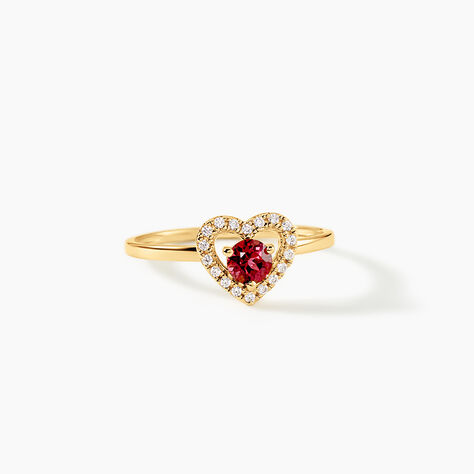 Bague Red Velvet Argent Dor&eacute; A L'Or 750/1000 Rhodolite Oxyde De Zirconium - Bagues de fian&ccedil;ailles ronde Femme | Histoire d&rsquo;Or
