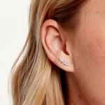 Boucles D'Oreilles Puces Garoa Argent Blanc - Boucles d'oreilles fantaisie Femme | Histoire d&rsquo;Or