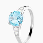 Bague Maysara Or Blanc Topaze Et Oxyde De Zirconium - Bagues solitaires Femme | Histoire d&rsquo;Or