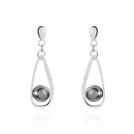 Boucles D'oreilles Pendantes Polynesie Argent  Perle D'imitation Oxyde - Boucles d'oreilles fantaisie Femme | Histoire d’Or
