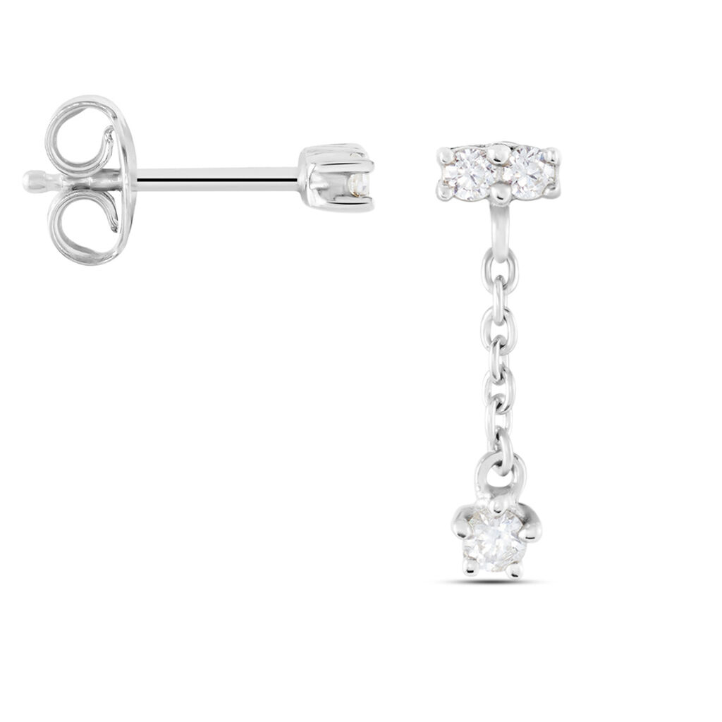 Boucles D'oreilles D&eacute;pareill&eacute;es Argent Blanc Braden Oxyde De Zirconium - Boucles d'oreilles fantaisie Femme | Histoire d&rsquo;Or