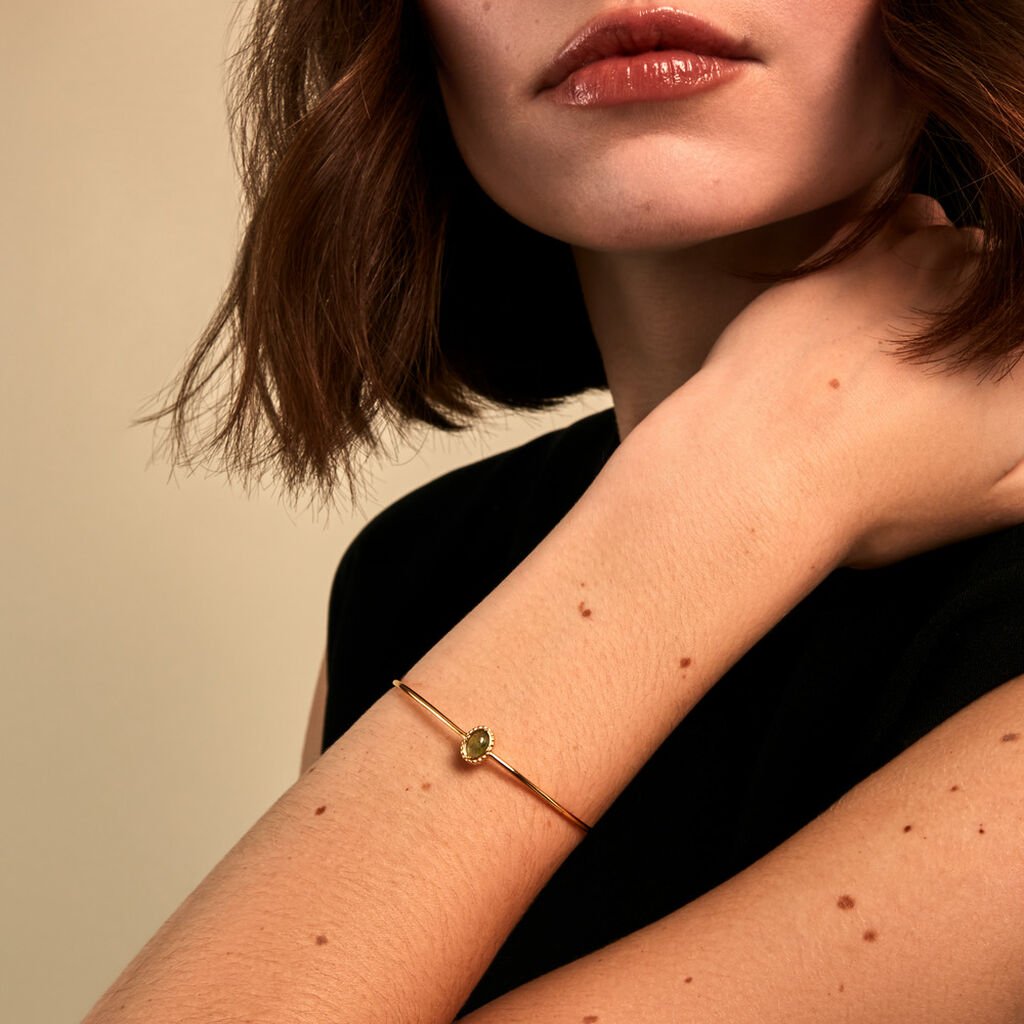 Bracelet Jonc Vintage Love Plaque Or Jaune Aventurine - Bracelets joncs Femme | Histoire d&rsquo;Or