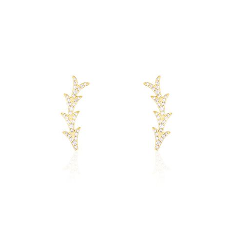 Boucles D'oreilles Puces Ligeia Or Jaune Oxyde De Zirconium - Clous d'oreilles Femme | Histoire d&rsquo;Or