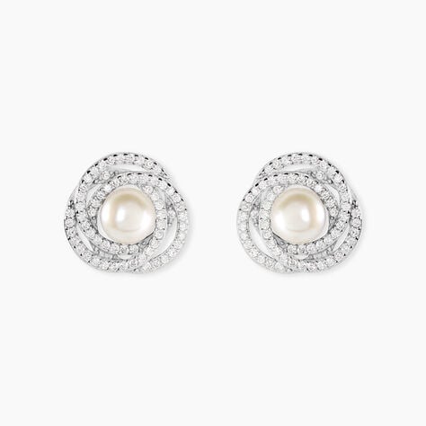 Boucles D'oreilles Pendantes Matilda Argent  Perle Culture Et Oxyde - Boucles d'oreilles pendantes Femme | Histoire d&rsquo;Or