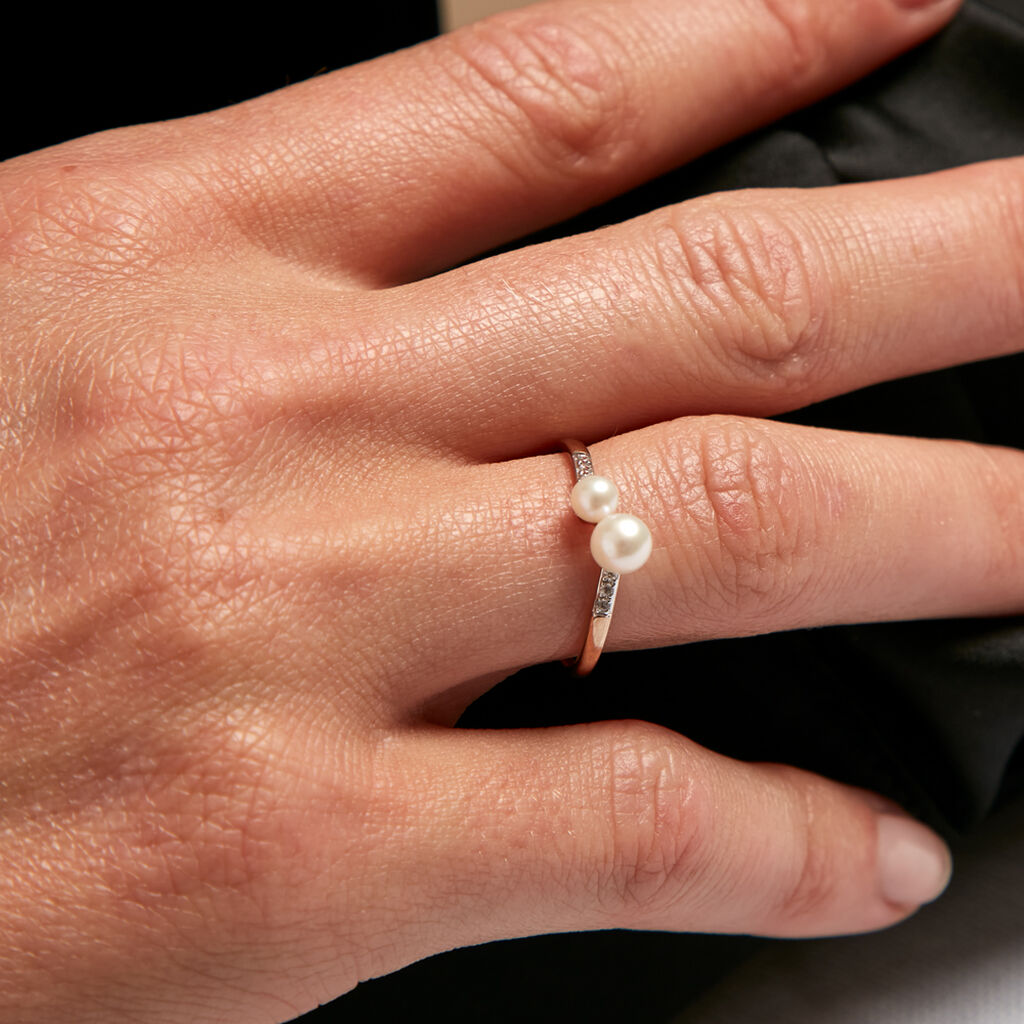 Bague Primo Or Jaune Perle De Culture Et Oxyde De Zirconium - Bagues avec pierre Femme | Histoire d’Or