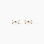 Boucles D'Oreilles Puces Elara Argent Dor&eacute; A L'Or 750/1000 Oxyde De Zirconium - Boucles d'oreilles fantaisie Femme | Histoire d&rsquo;Or
