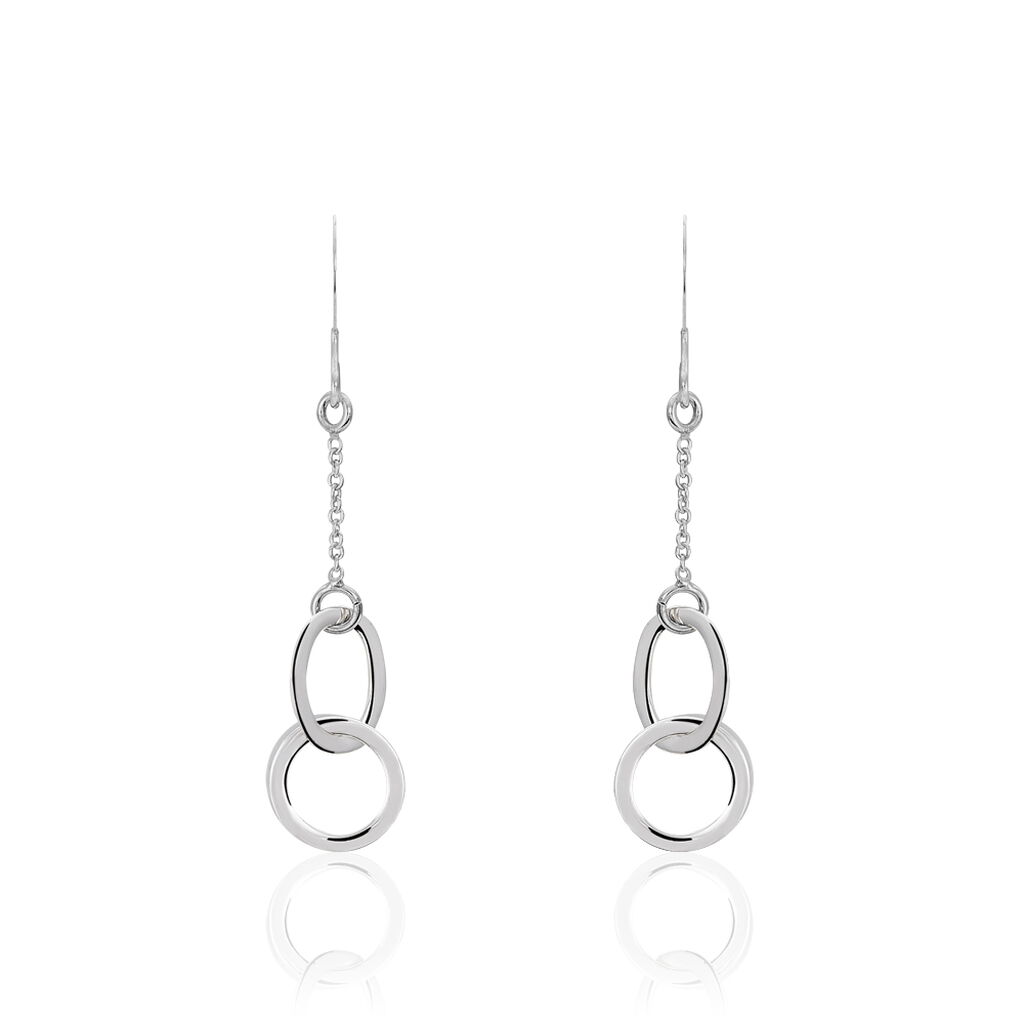Boucles D'oreilles Pendantes Toi Et Moi Argent Blanc - Boucles d'oreilles fantaisie Femme | Histoire d’Or