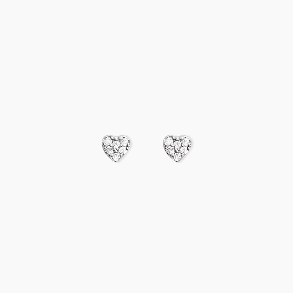 Boucles D'oreilles Puces Ziya Argent Blanc Oxyde De Zirconium - Boucles d'oreilles fantaisie Femme | Histoire d&rsquo;Or