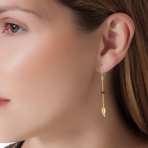 Boucles D'oreilles Pendantes Or Jaune Amethyste - Boucles d'oreilles pendantes Femme | Histoire d’Or