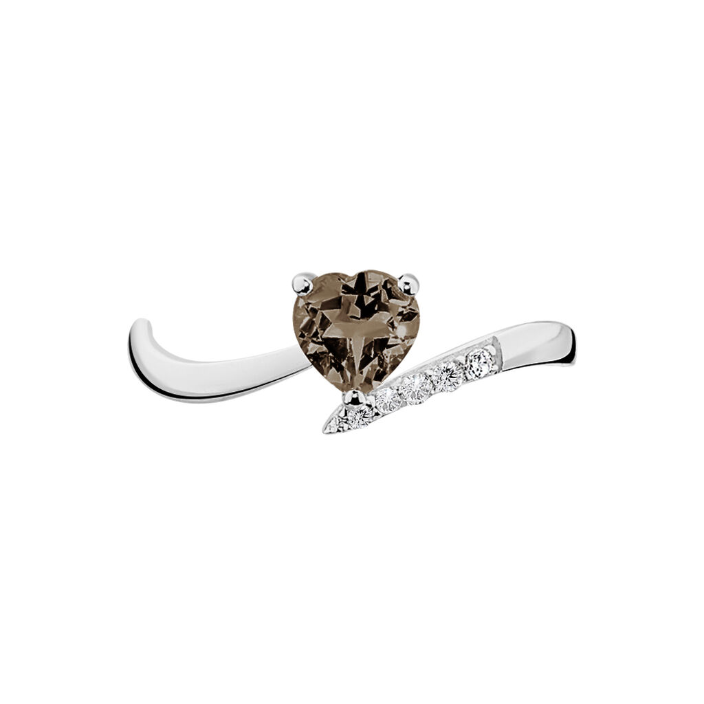 Bague Eva Or Blanc Quartz Et Diamant - Bagues solitaires Femme | Histoire d’Or