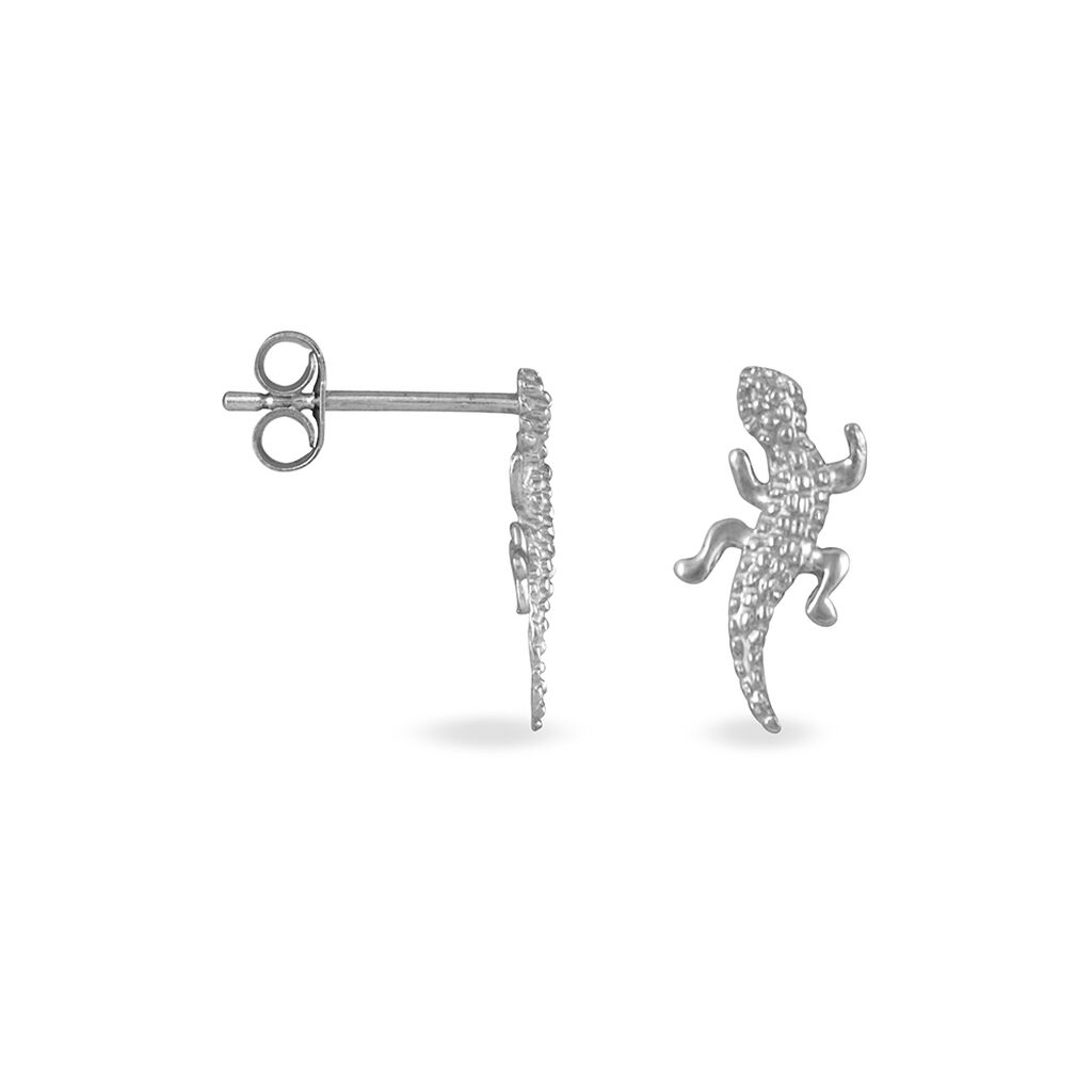 Boucles D'oreilles Puces Azzedine Salamandre Or Blanc - Clous d'oreilles Femme | Histoire d&rsquo;Or