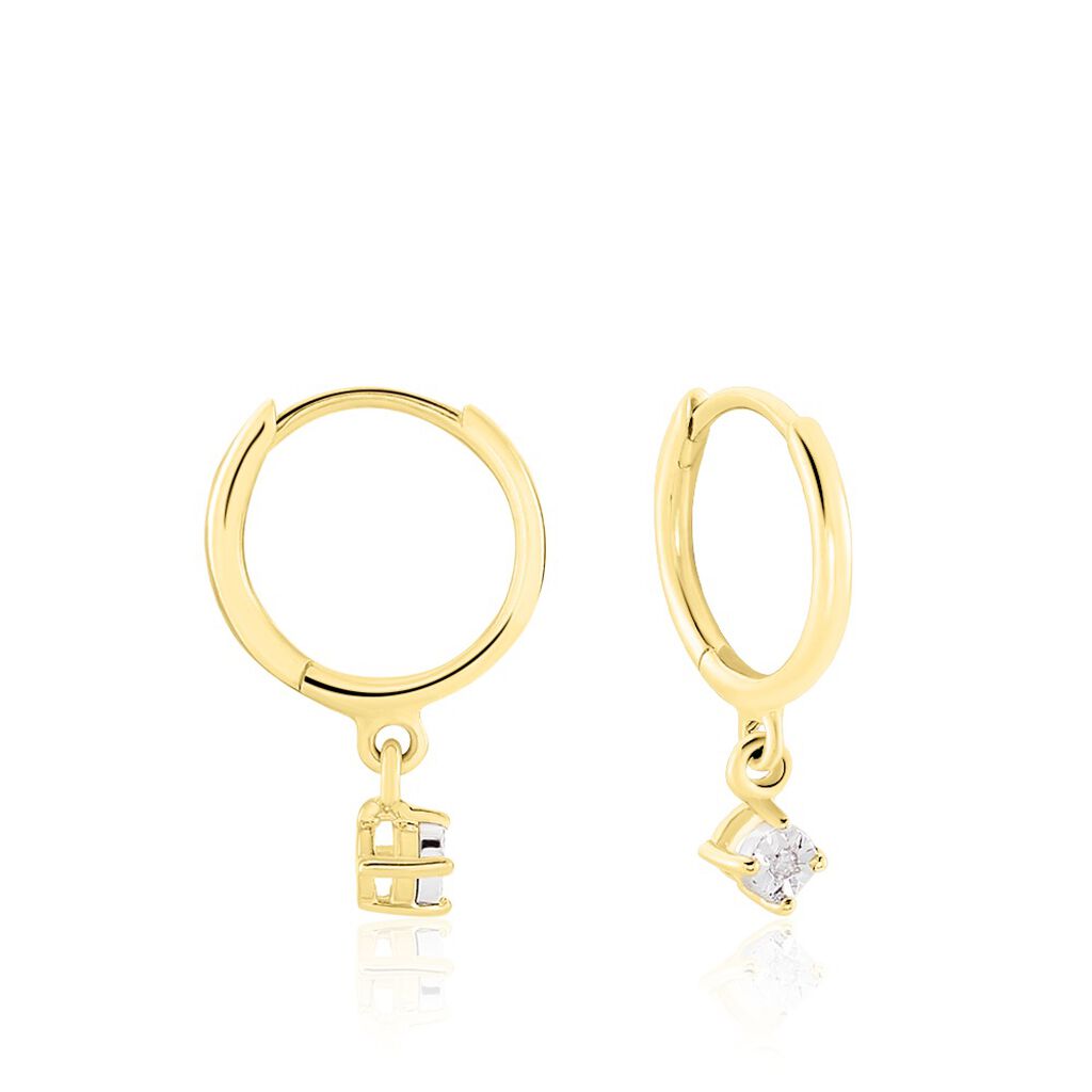 Créoles Racquel Or Jaune Diamant - Boucles d'oreilles créoles Femme | Histoire d’Or