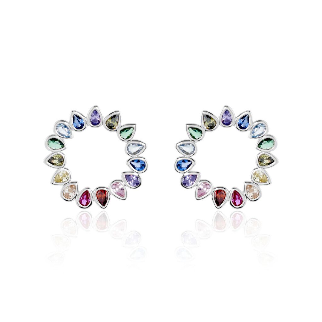 Boucles D'oreilles Puces Argent Blanc Ethem Oxydes Spinelles - Boucles d'oreilles fantaisie Femme | Histoire d’Or