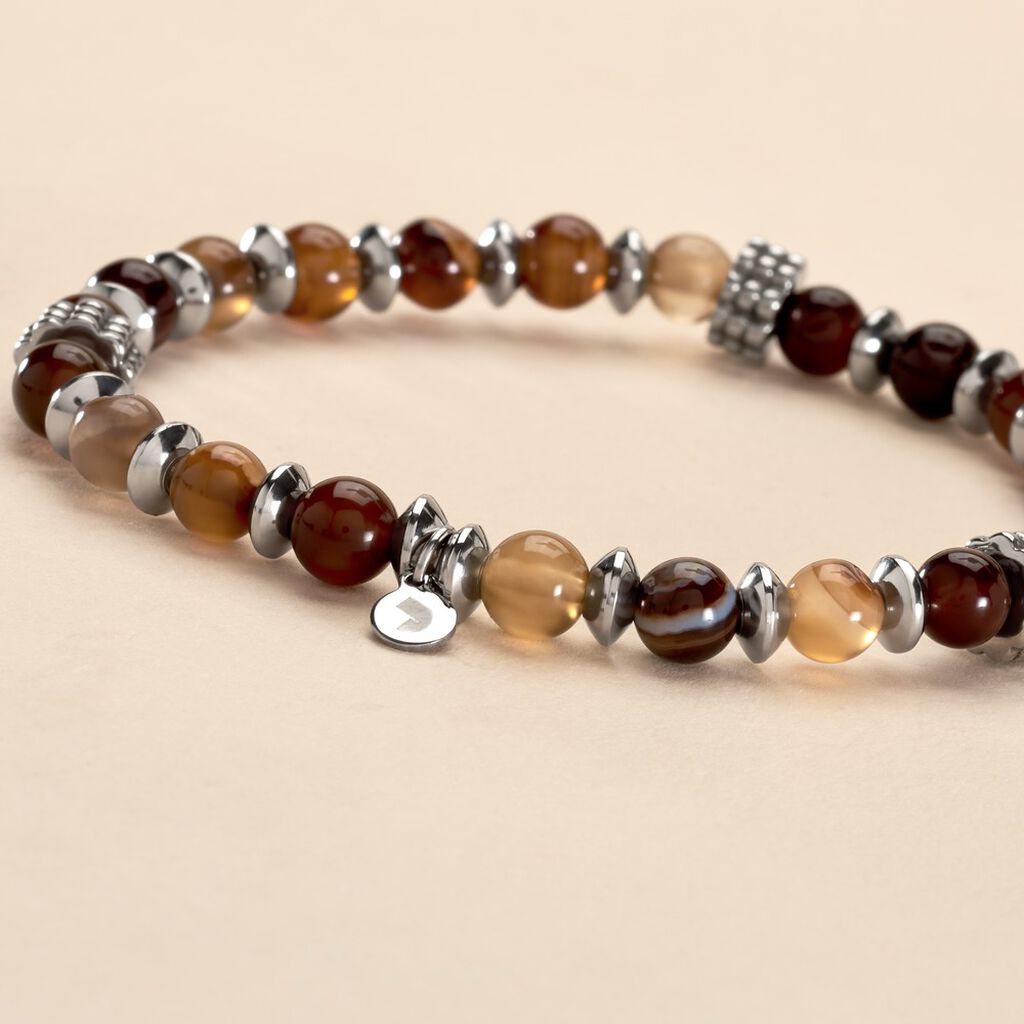 Bracelet Jourdan Acier Gris Agate - Bracelets Homme | Histoire d&rsquo;Or