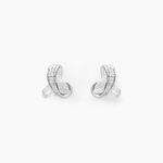 Boucles D'oreilles Puces Volute Or Blanc Diamant - Clous d'oreilles Femme | Histoire d&rsquo;Or
