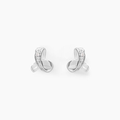 Boucles D'oreilles Puces Volute Or Blanc Diamant - Clous d'oreilles Femme | Histoire d&rsquo;Or