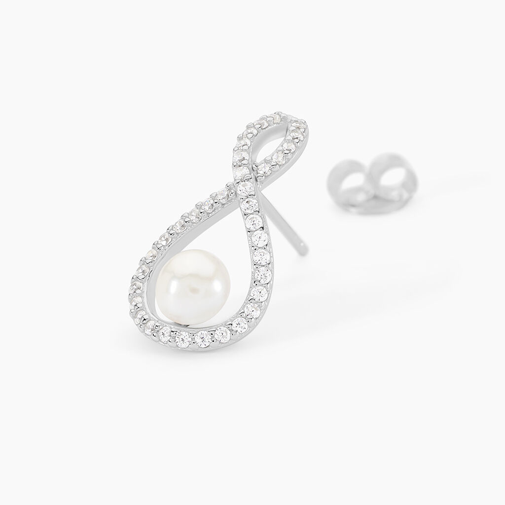 Boucles D'oreilles Pendantes Saja Argent  Perle De Culture Et Oxyde - Boucles d'oreilles fantaisie Femme | Histoire d&rsquo;Or