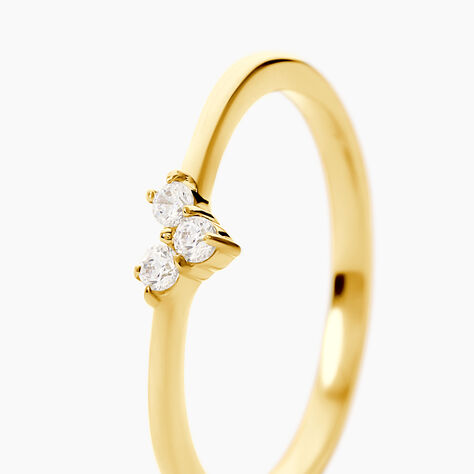 Bague Chrissy Acier Jaune Oxyde De Zirconium - Cadeaux de naissance Femme | Histoire d&rsquo;Or
