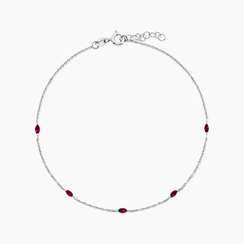Cha&icirc;ne De Cheville Summer Burgundy Argent Blanc Oxyde De Zirconium - Cha&icirc;nes de cheville Femme | Histoire d&rsquo;Or