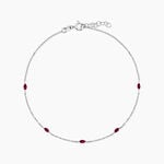 Cha&icirc;ne De Cheville Summer Burgundy Argent Blanc Oxyde De Zirconium - Cha&icirc;nes de cheville Femme | Histoire d&rsquo;Or