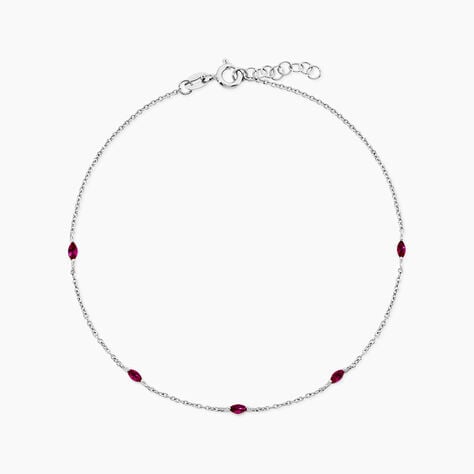 Cha&icirc;ne De Cheville Summer Burgundy Argent Blanc Oxyde De Zirconium -  Femme | Histoire d&rsquo;Or