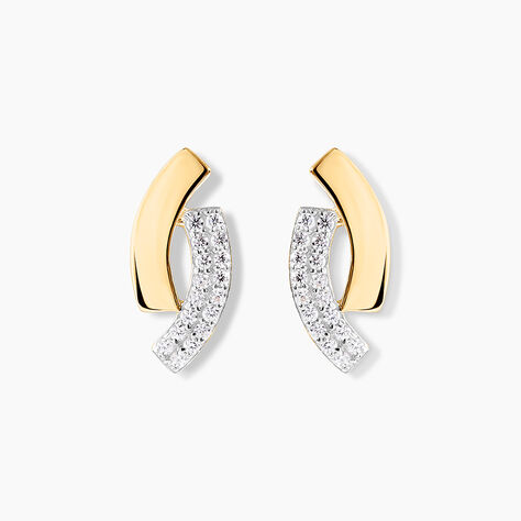 Boucles D'oreilles Puces Vero Or Jaune Oxyde De Zirconium - Clous d'oreilles Femme | Histoire d&rsquo;Or