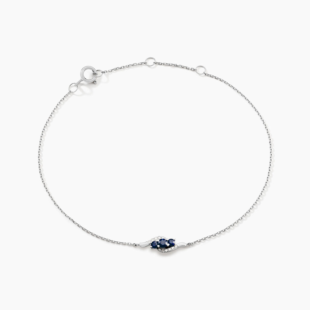 Bracelet Trinitie Or Blanc Saphir Diamant - Bracelets Femme | Histoire d&rsquo;Or