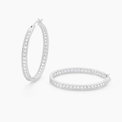 Cr&eacute;oles Classique Argent Blanc Django Oxyde De Zirconium - Boucles d'oreilles cr&eacute;oles Femme | Histoire d&rsquo;Or