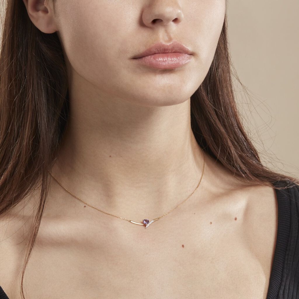 Collier Eva Or Jaune Amethyste Et Oxyde De Zirconium - Colliers Femme | Histoire d’Or