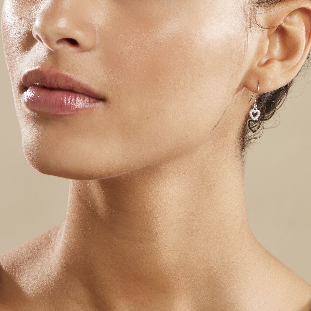 Boucles D'oreilles Pendantes Lio Argent Blanc Oxyde De Zirconium - Boucles d'Oreilles Coeur Femme | Histoire d’Or